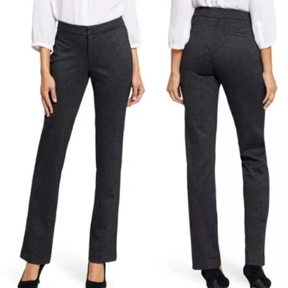 New NYDJ Lift Tuck Slim Leg Charcoal Gray Trouser Pants Stretch Trim NWT 12